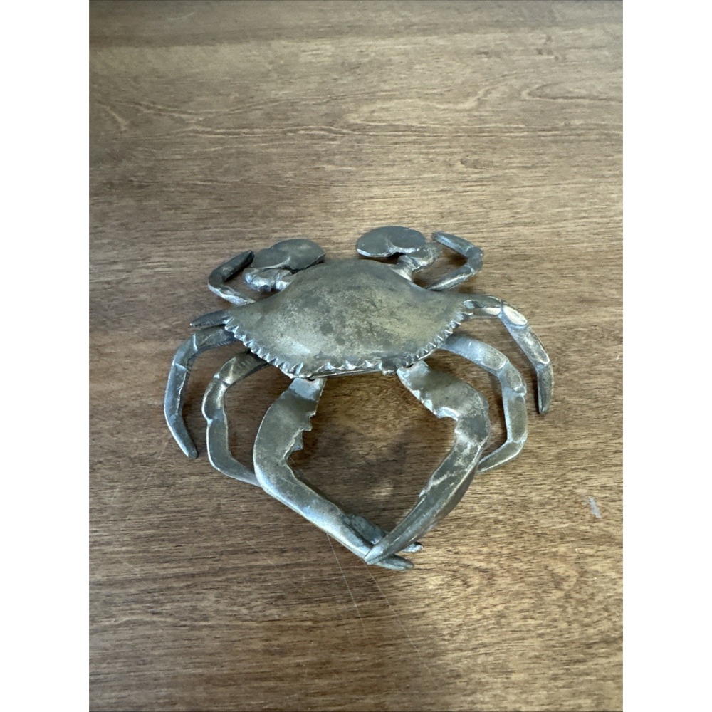 Vintage Brass Crab Lift Top Cigarette Ashtray Trinket Antique Decor Rare Coastal